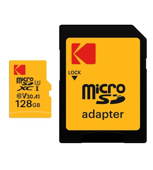 KODAK mSD 128GB UHS-I U3/V30/A1 Y/R/B Card+Adapter KODAK mSD 128GB UHS-I U3/V30/A1 Y/R/B Card+Adapter